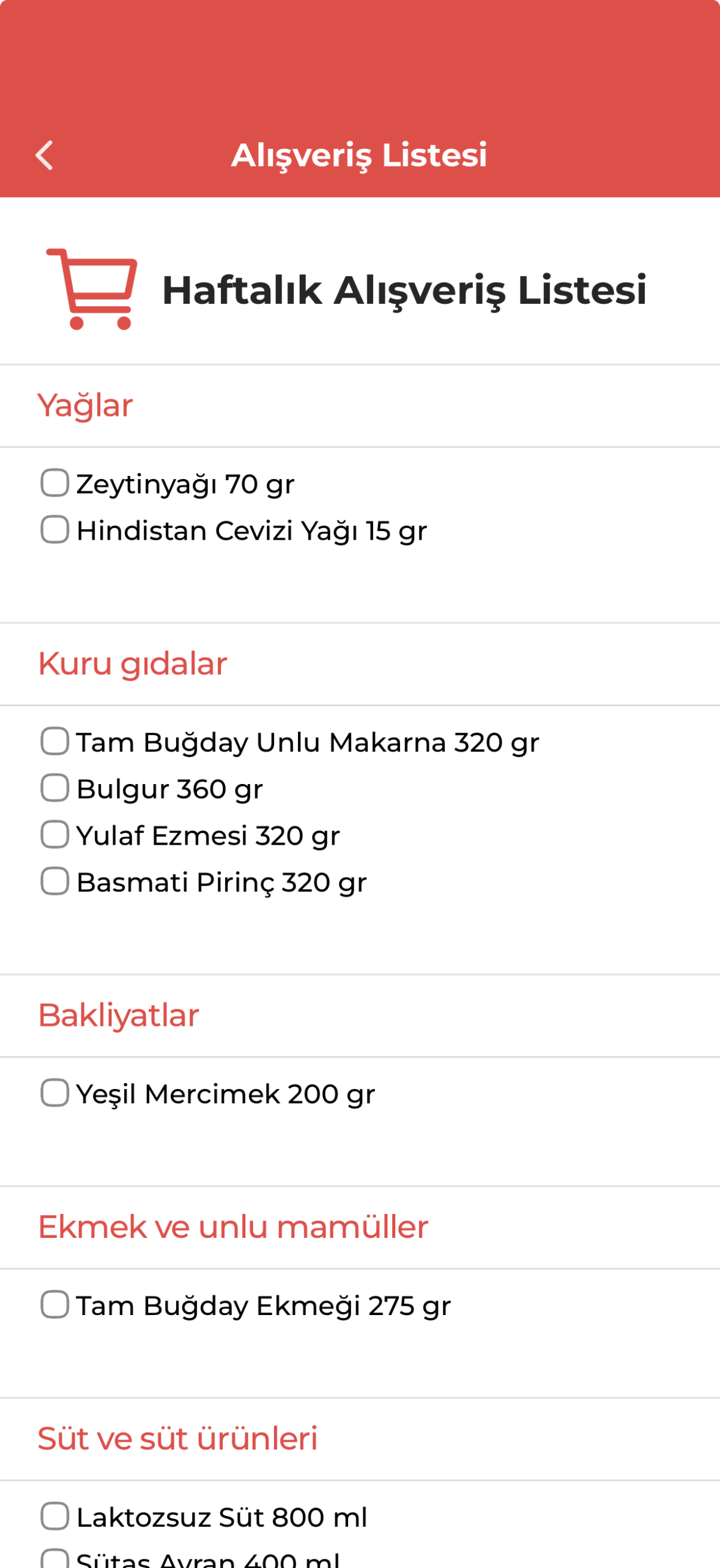 Alışveriş Listem