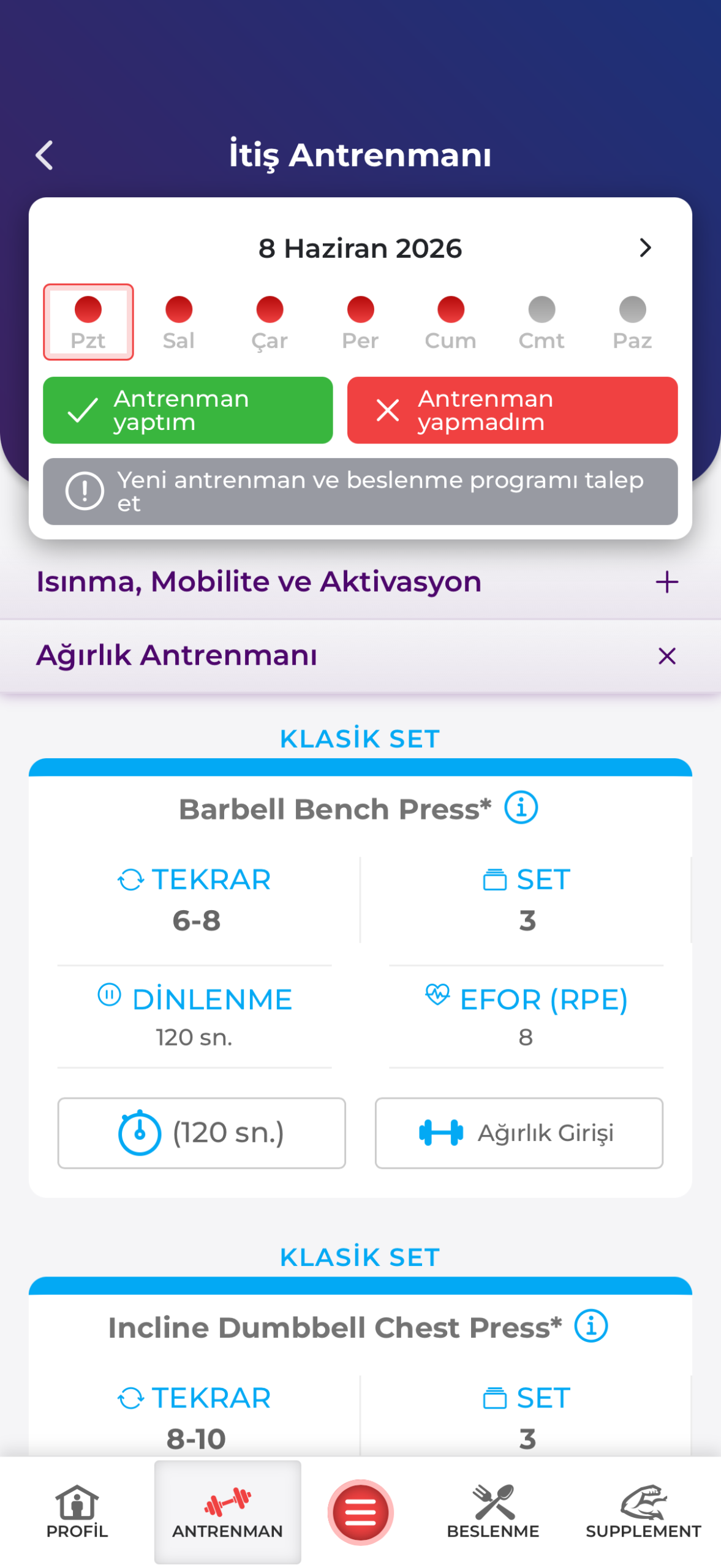 Antrenman Programı